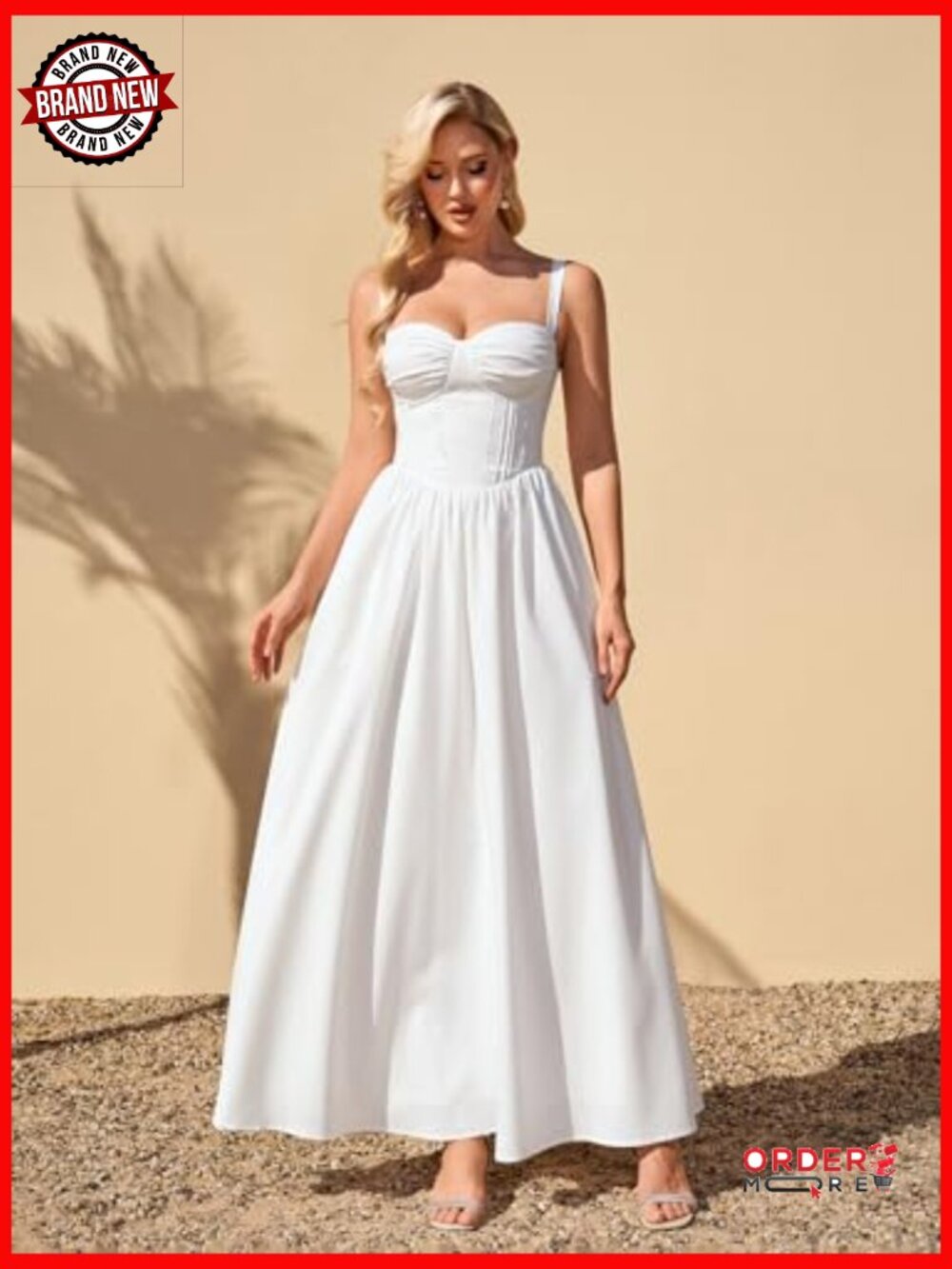 Floral Lace Corset Maxi Dress Smocked Ruched Wedding Guest Dress with Pockets - Picture 2 of 7